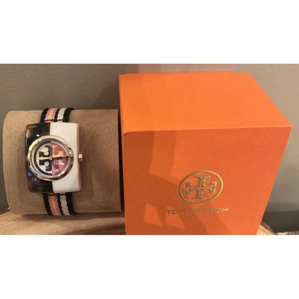 Tory Burch Women's Izzie Watch New In Box  Navy Blue Tortes And White Face